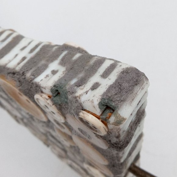 Button Sculpture Folk Art OOAK Memory Jug Style Forget Me Not Assemblage Found - Picture 10 of 16